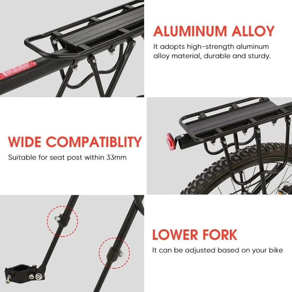 Bike Rear Rack with Rear Reflect , Adjustable, Quick Release - OPEN BOX - USA - Picture 6 of 8